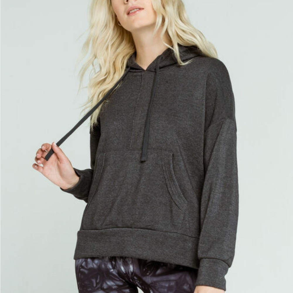 Free People Gray Oversized Relaxed Sweatshirt Hoodie